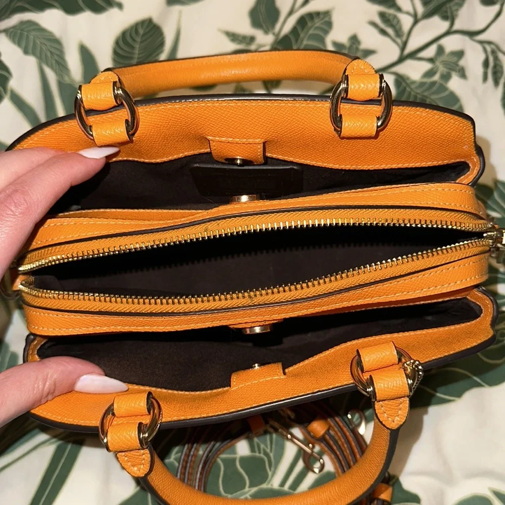 Used Orange Coach Mini Bag w/ Strap and Matching Wallet - Picture 10 of 16